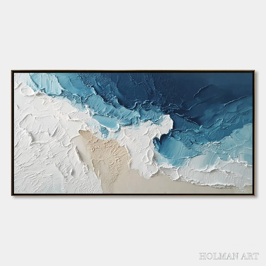 HOLMAN ART Ocean'S Embrace – Textured Abstract Coastal Seascape Painting - image 1
