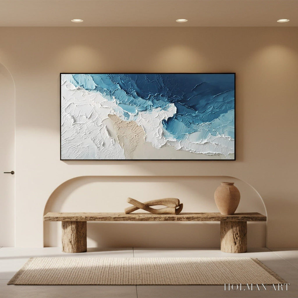 HOLMAN ART Ocean'S Embrace – Textured Abstract Coastal Seascape Painting - image 2
