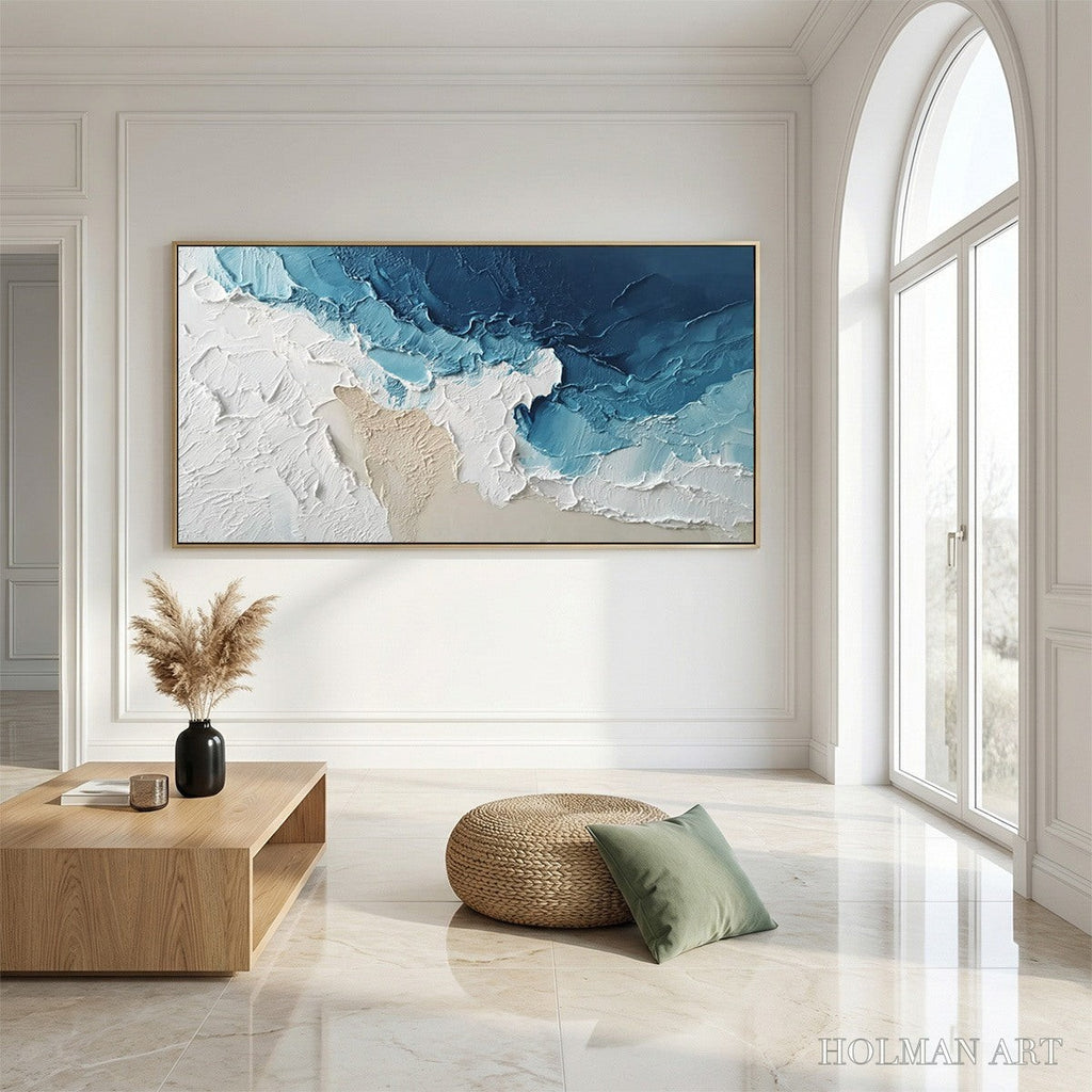 HOLMAN ART Ocean'S Embrace – Textured Abstract Coastal Seascape Painting - image 4