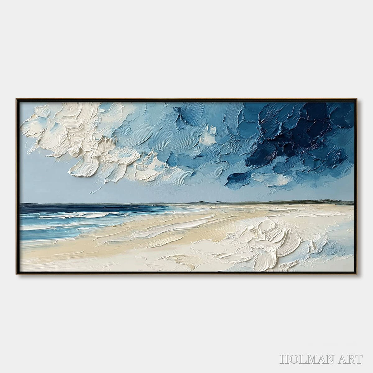 HOLMAN ART Horizon'S Breath – Textured Impasto Coastal Landscape Oil Painting - image 1