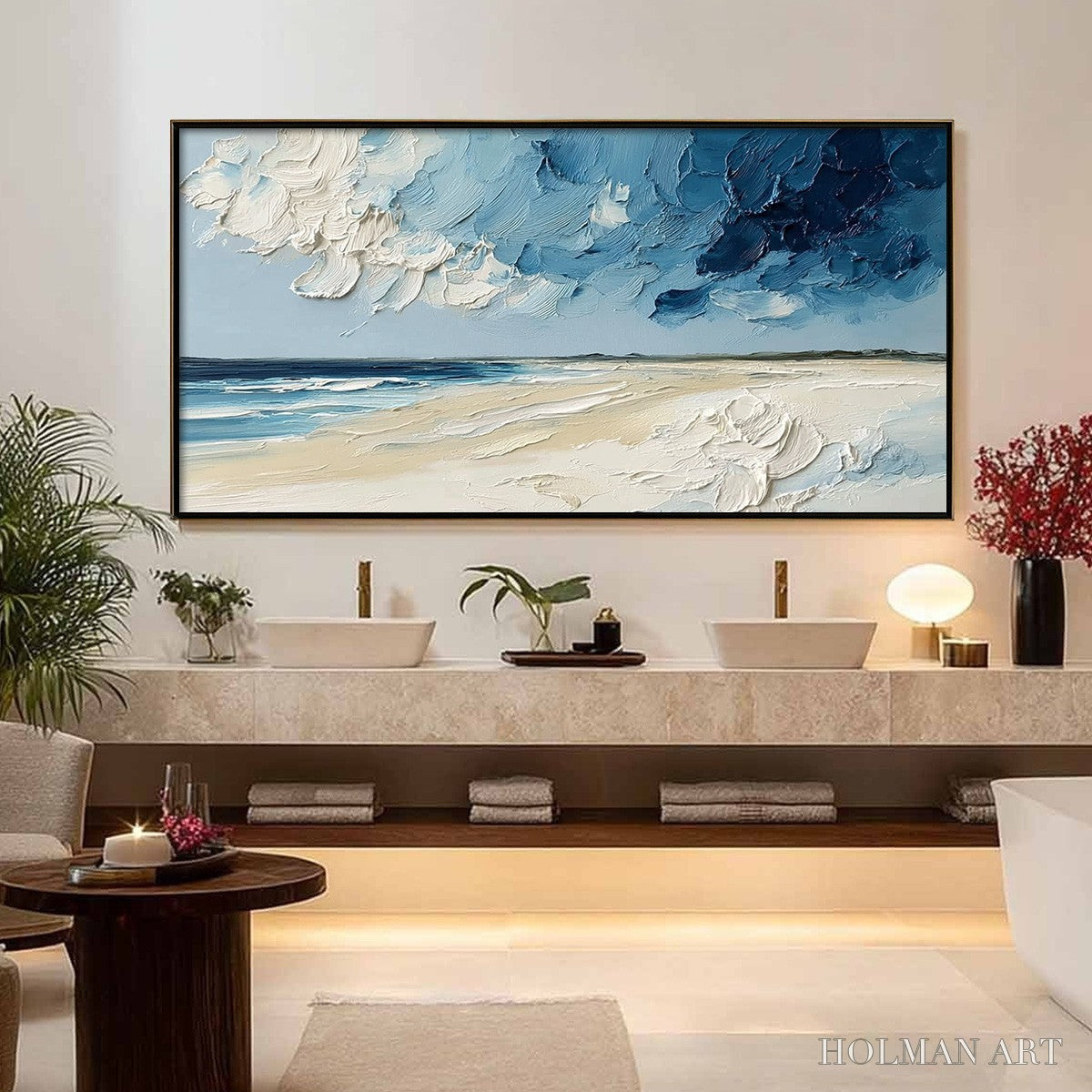 HOLMAN ART Horizon'S Breath – Textured Impasto Coastal Landscape Oil Painting - image 4