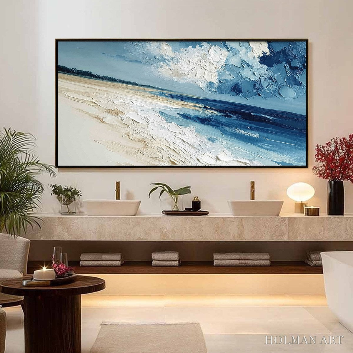 HOLMAN ART Tidal Whisper – Textured Impasto Seascape Oil Painting for Coastal Decor - image 4