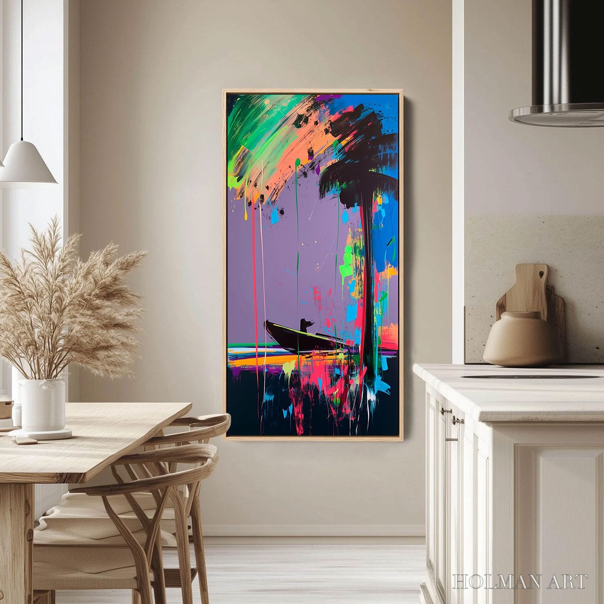 HOLMAN ART Vivid Voyage – Colorful Vertical Abstract Seascape Painting - image 2