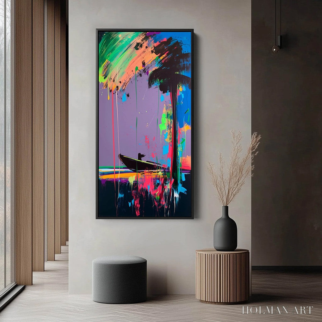 HOLMAN ART Vivid Voyage – Colorful Vertical Abstract Seascape Painting - image 4