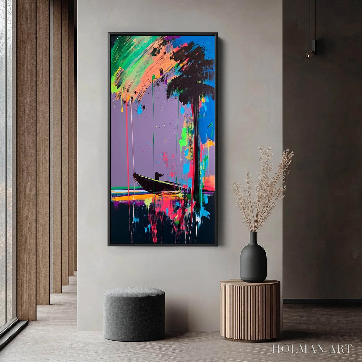 HOLMAN ART Vivid Voyage – Colorful Vertical Abstract Seascape Painting - image 4