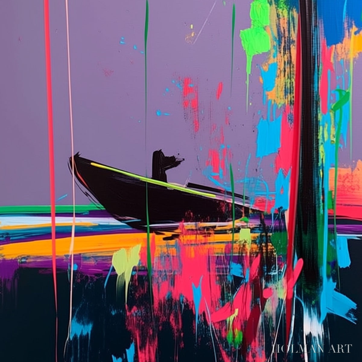 HOLMAN ART Vivid Voyage – Colorful Vertical Abstract Seascape Painting - image 5