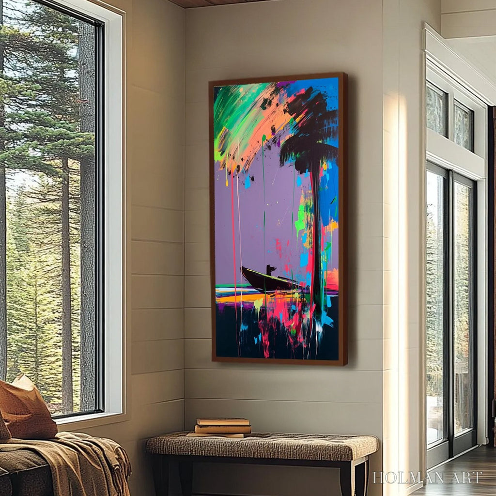 HOLMAN ART Vivid Voyage – Colorful Vertical Abstract Seascape Painting - image 6