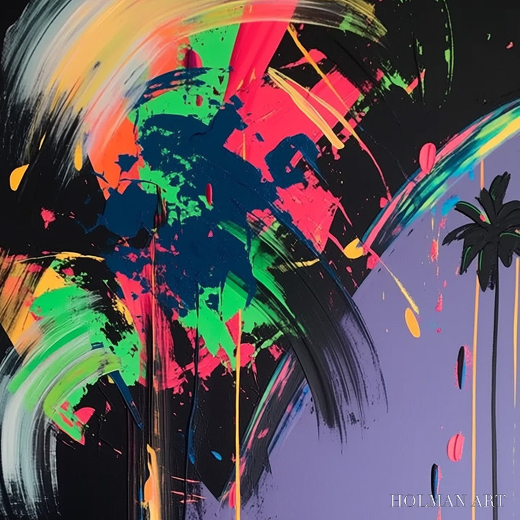 HOLMAN ART Neon Tide – Vibrant Abstract Vertical Beach & Sea Painting - image 3