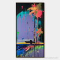 HOLMAN ART Coastal Rush – Vibrant Abstract Surfer and Palm Tree Oil Painting - image 1