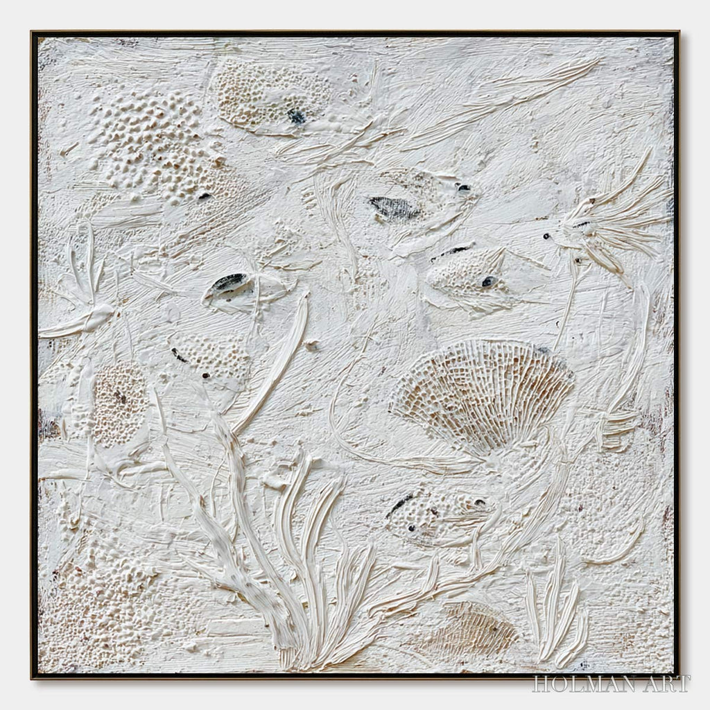 HOLMAN ART Tidal Relics – Textured Wabi Sabi Abstract Ocean Painting - image 1