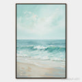 HOLMAN ART Aqua Horizon – Textured Vertical Seascape Oil Painting - image 1