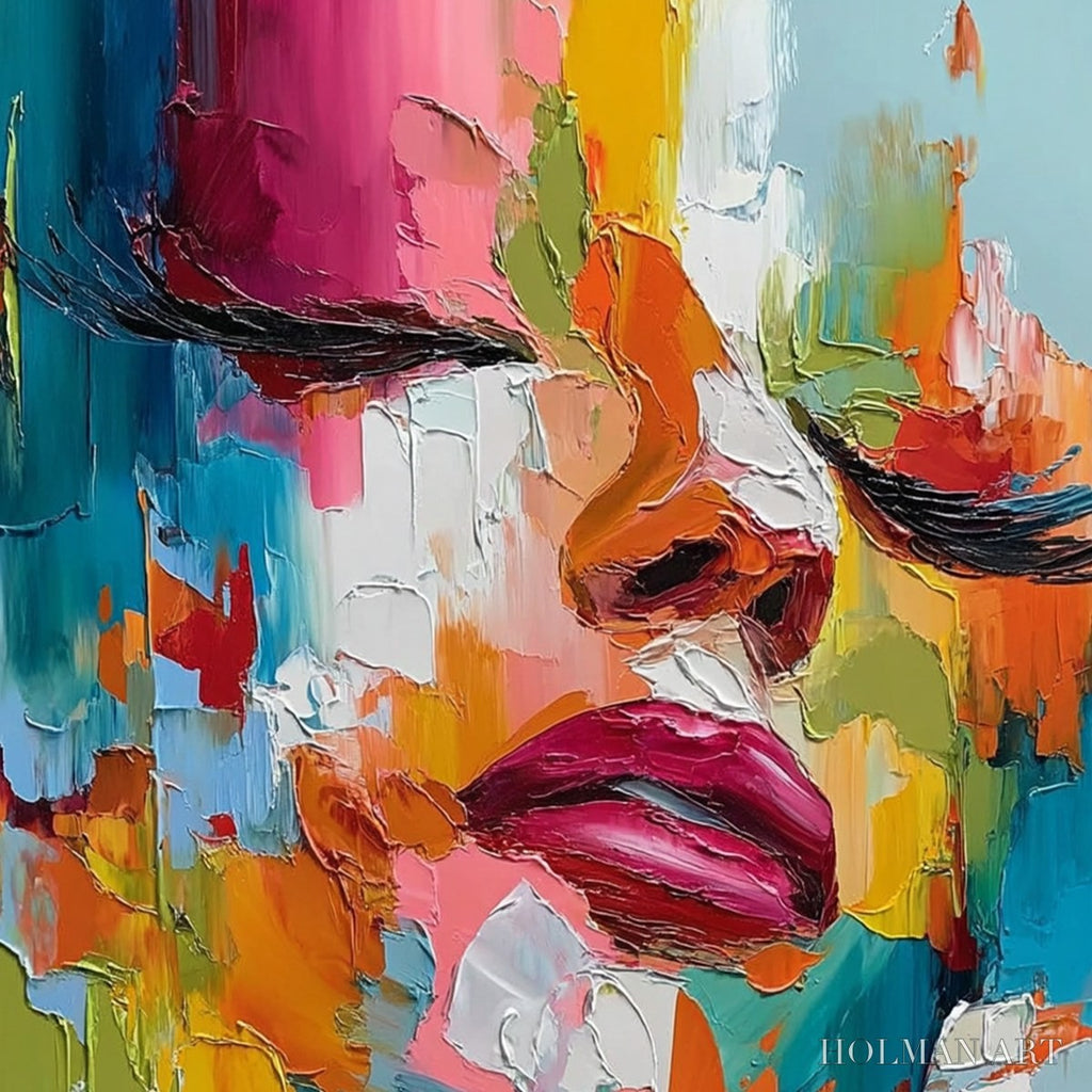 HOLMAN ART Vivid Dream – Colorful Abstract Impasto Portrait Painting - image 3