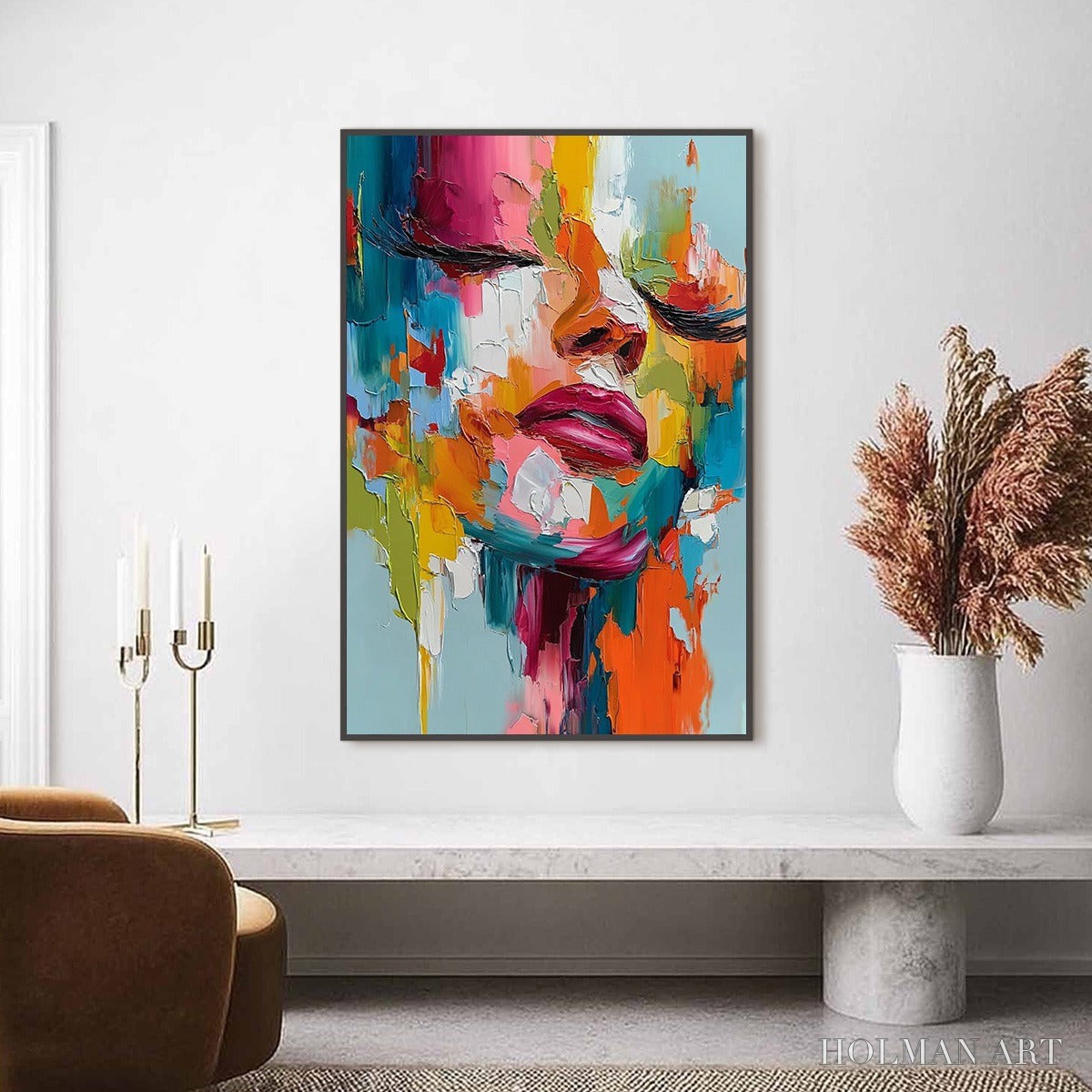 HOLMAN ART Vivid Dream – Colorful Abstract Impasto Portrait Painting - image 4