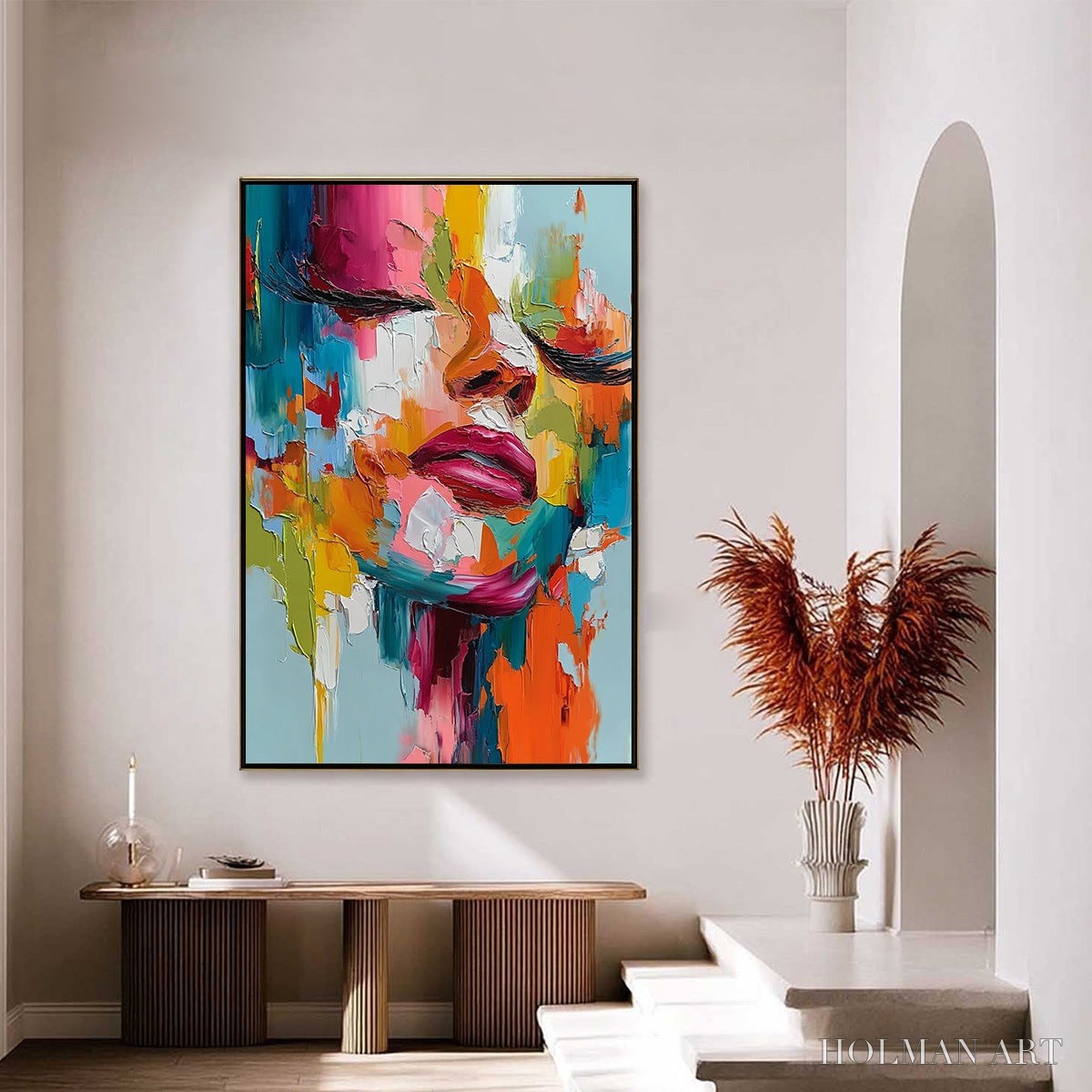HOLMAN ART Vivid Dream – Colorful Abstract Impasto Portrait Painting - image 6