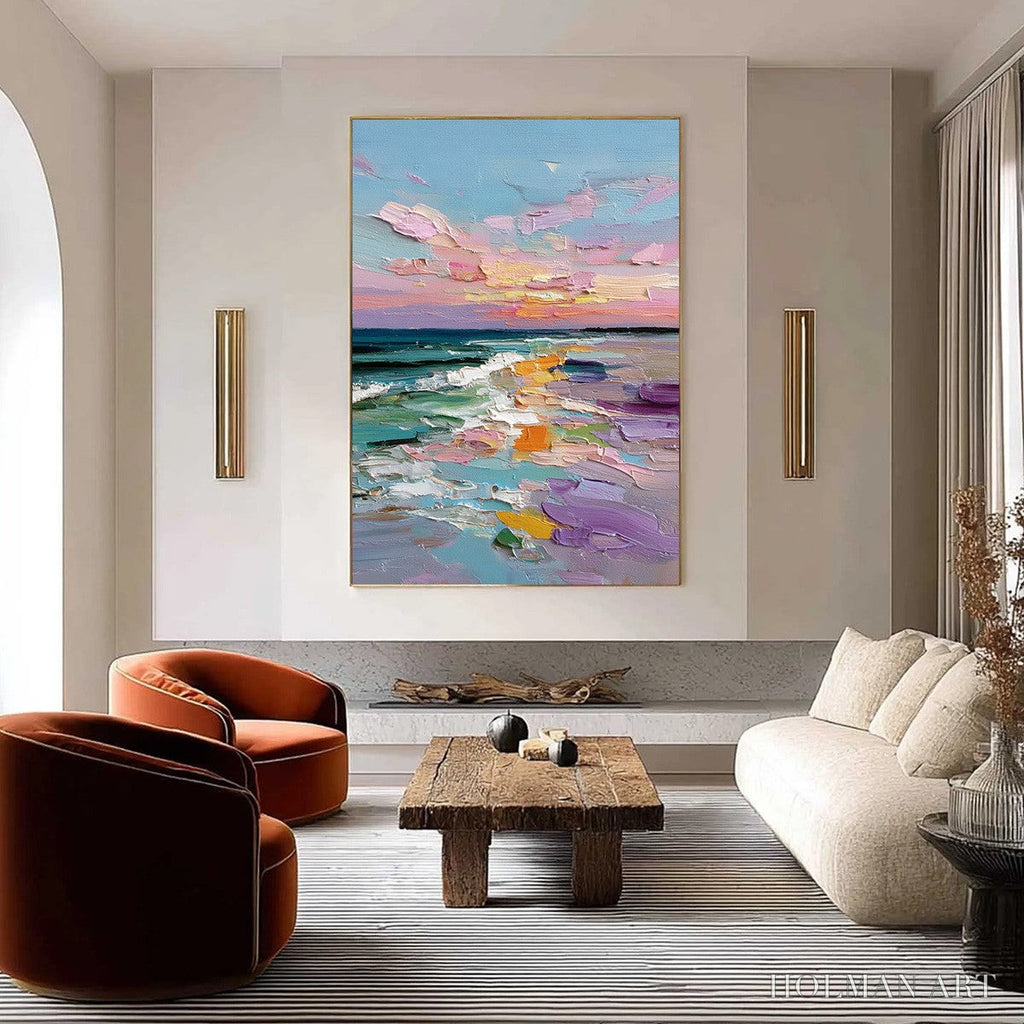 HOLMAN ART Amalfi Glow – Textured Seascape Sunset Original Oil Painting - image 2