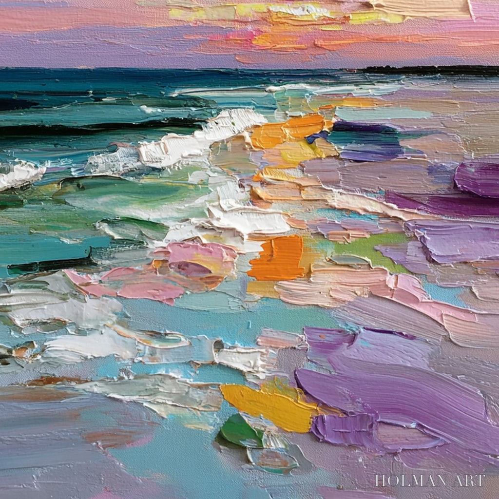 HOLMAN ART Amalfi Glow – Textured Seascape Sunset Original Oil Painting - image 5
