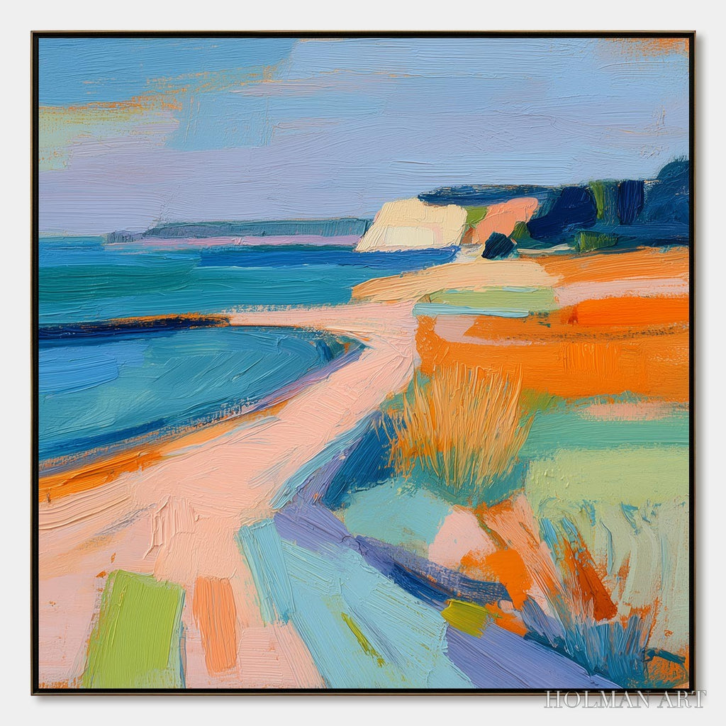 HOLMAN ART Coastal Glow – Textured Impasto Seascape Oil Painting for Coastal Decor - image 1