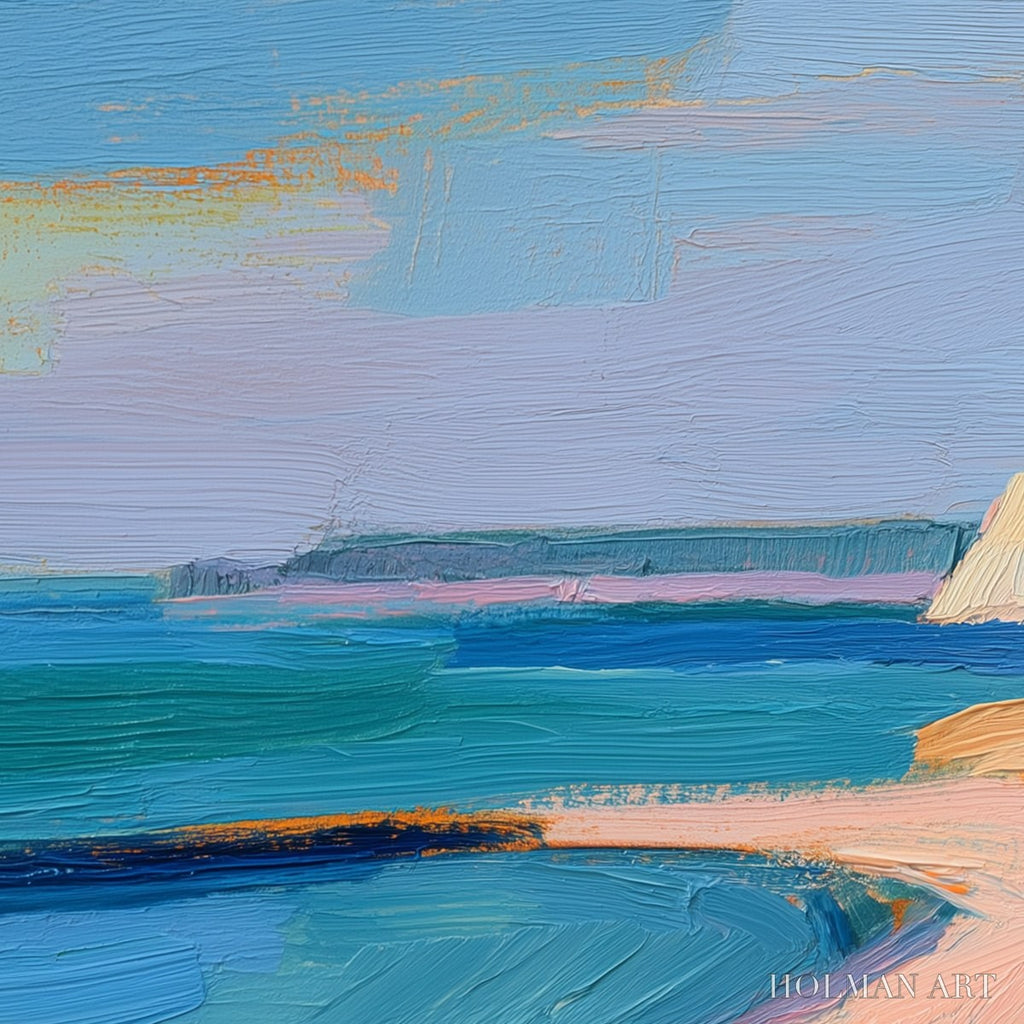 HOLMAN ART Coastal Glow – Textured Impasto Seascape Oil Painting for Coastal Decor - image 5