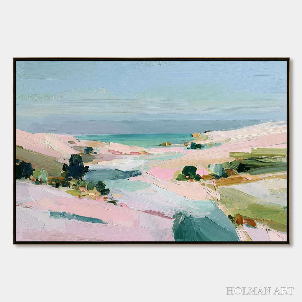 HOLMAN ART Roseate Shore Abstract Beach Painting | Textured Coastal - image 1
