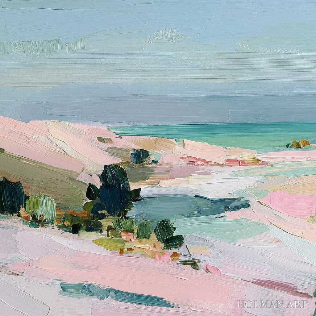 HOLMAN ART Roseate Shore Abstract Beach Painting | Textured Coastal - image 3