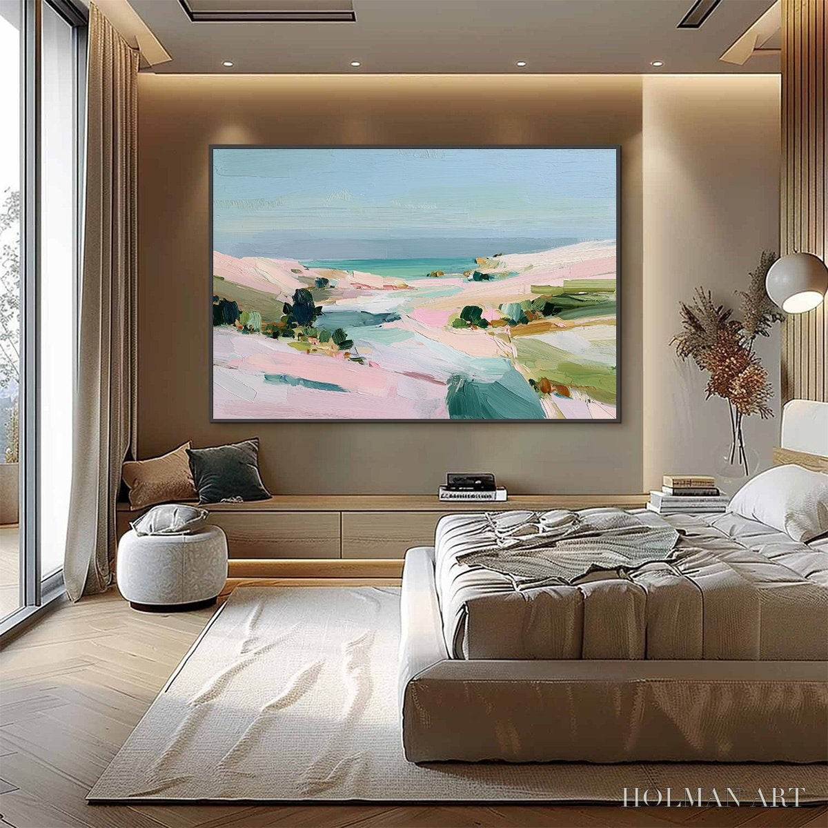 HOLMAN ART Roseate Shore Abstract Beach Painting | Textured Coastal - image 4