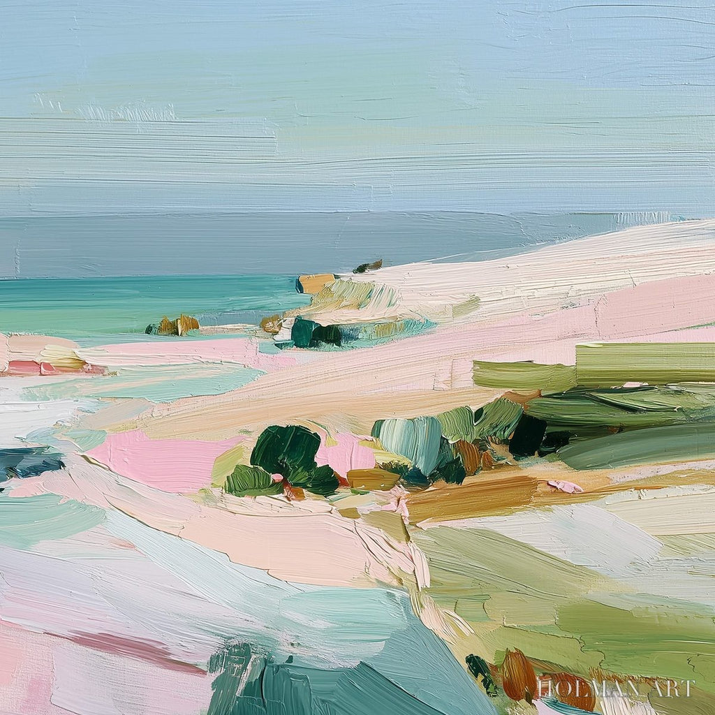 HOLMAN ART Roseate Shore Abstract Beach Painting | Textured Coastal - image 5