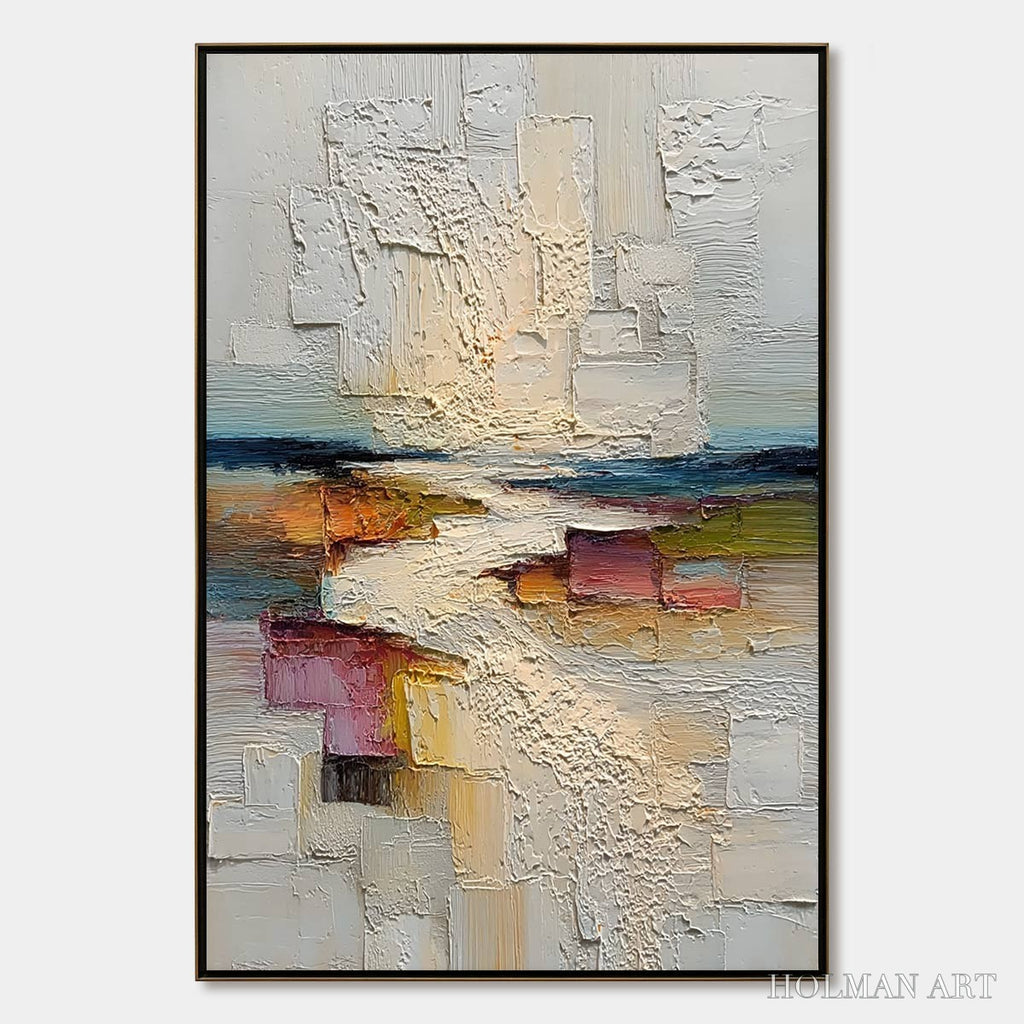 HOLMAN ART Horizon'S Embrace – Heavily Textured Vertical Abstract Seascape Painting - image 1