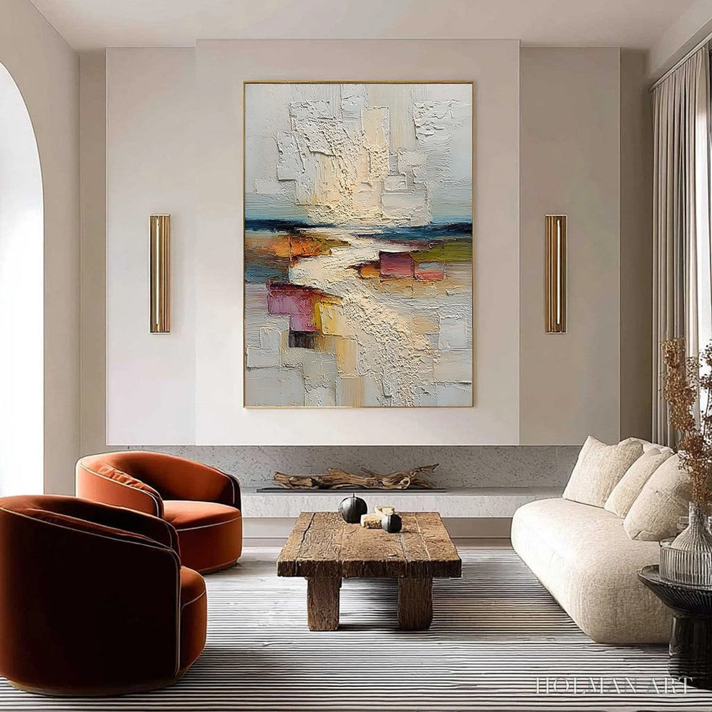 HOLMAN ART Horizon'S Embrace – Heavily Textured Vertical Abstract Seascape Painting - image 2