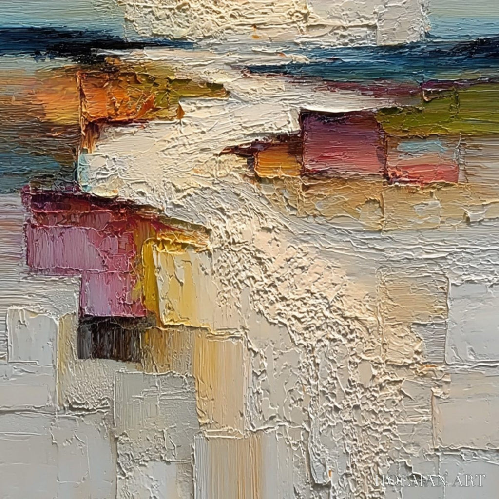 HOLMAN ART Horizon'S Embrace – Heavily Textured Vertical Abstract Seascape Painting - image 5
