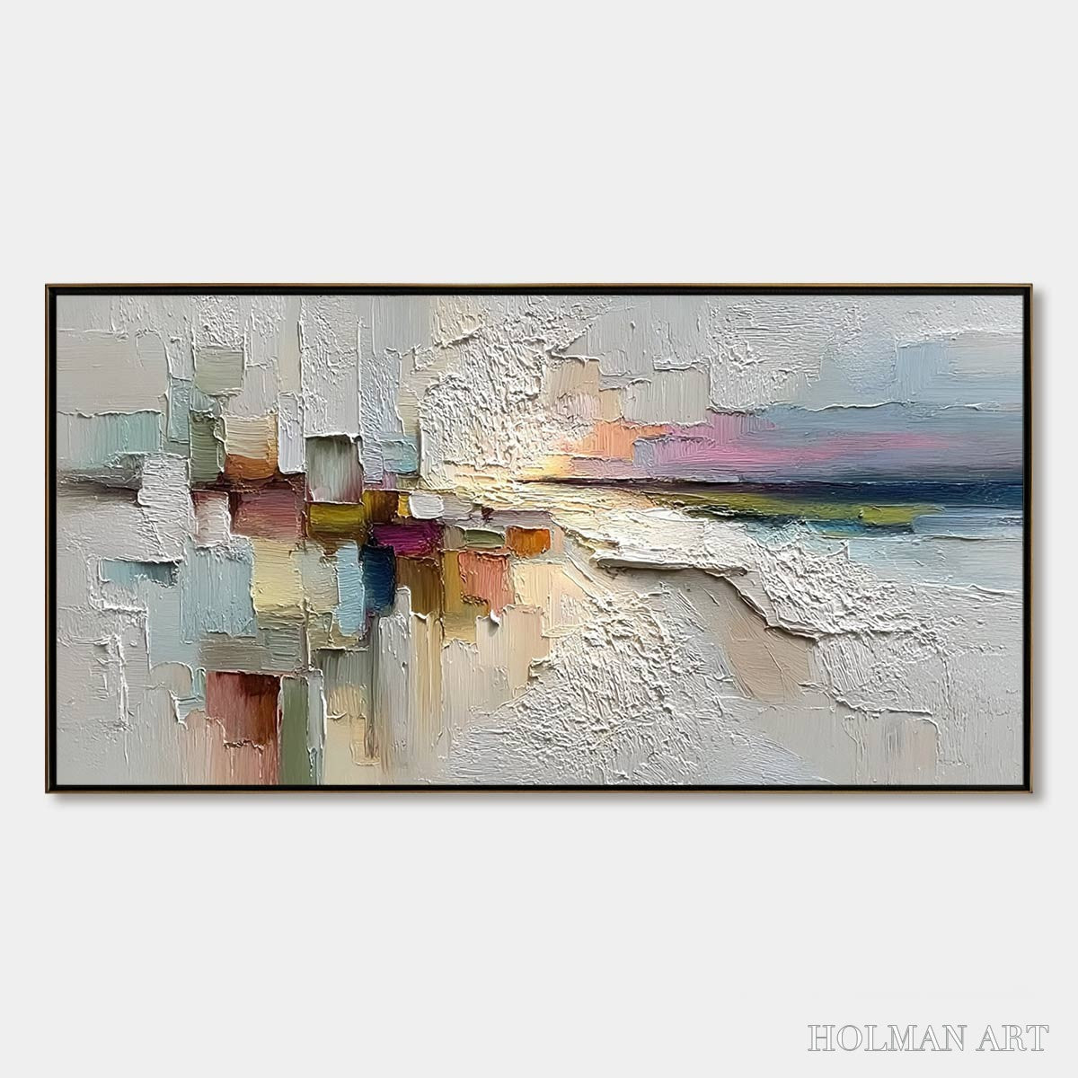 HOLMAN ART Horizon'S Embrace – Heavily Textured Abstract Seascape Oil Painting - image 1