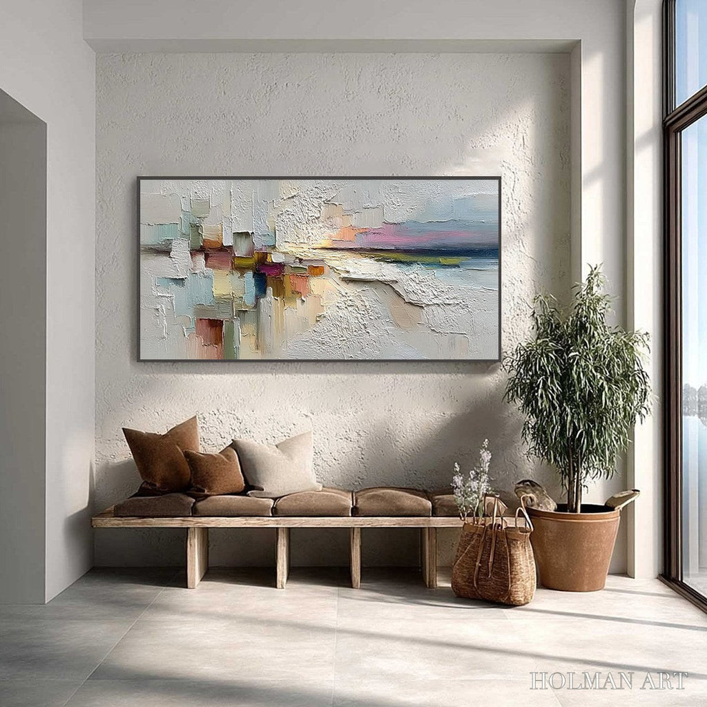 HOLMAN ART Horizon'S Embrace – Heavily Textured Abstract Seascape Oil Painting - image 2