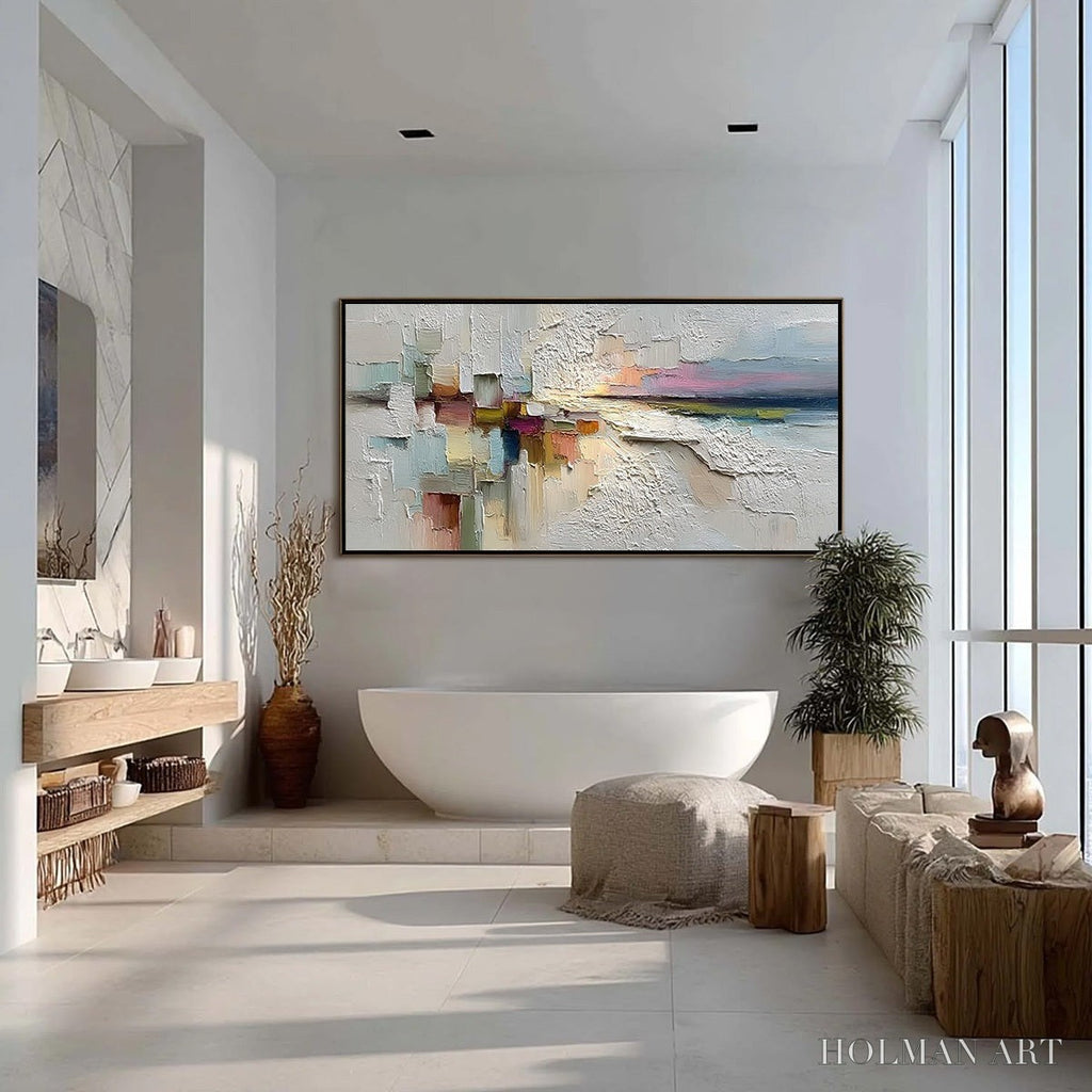 HOLMAN ART Horizon'S Embrace – Heavily Textured Abstract Seascape Oil Painting - image 4