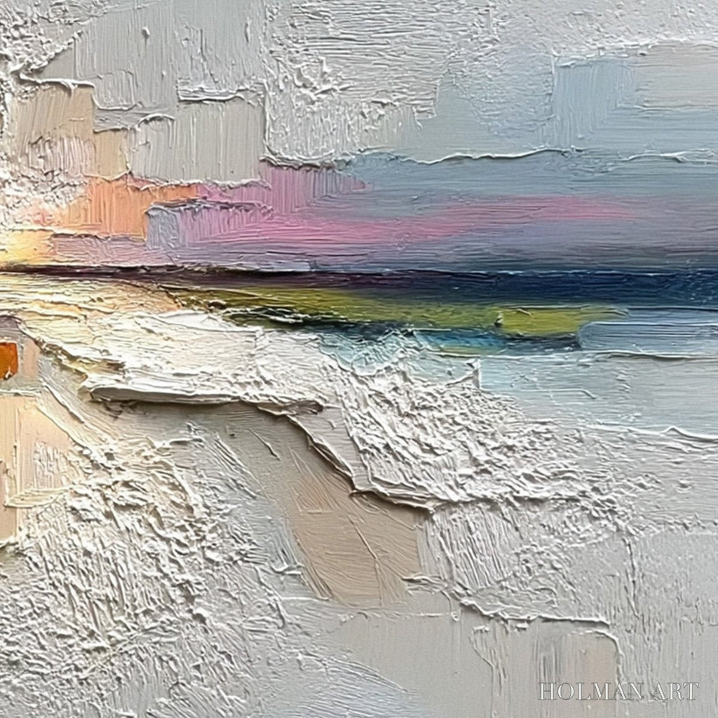 HOLMAN ART Horizon'S Embrace – Heavily Textured Abstract Seascape Oil Painting - image 5