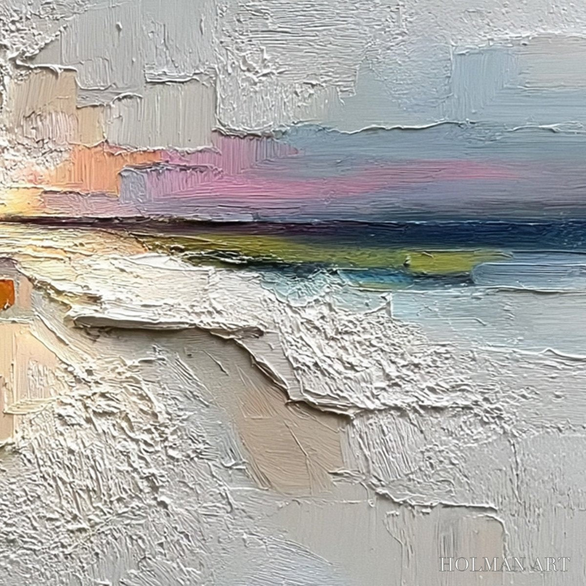HOLMAN ART Horizon'S Embrace – Heavily Textured Abstract Seascape Oil Painting - image 5