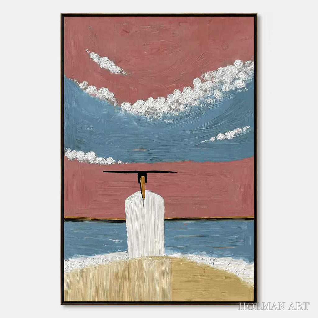 HOLMAN ART Horizon'S Edge – Textured Minimalist Abstract Seascape Painting - image 1