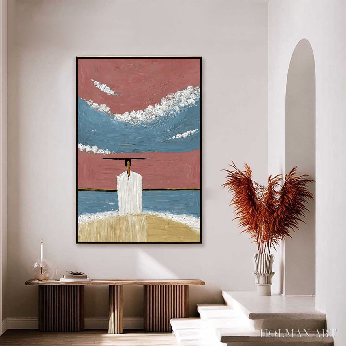HOLMAN ART Horizon'S Edge – Textured Minimalist Abstract Seascape Painting - image 4