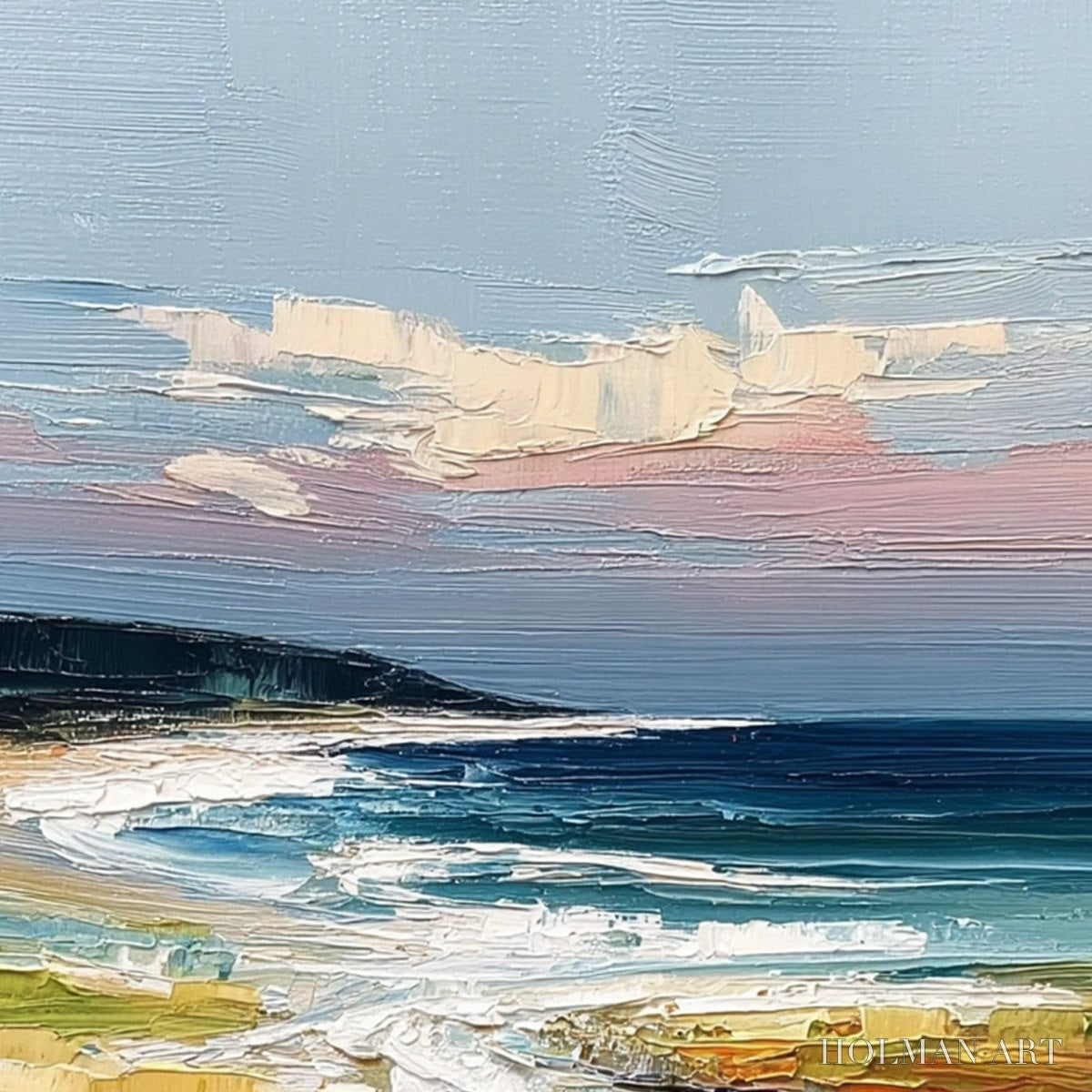 HOLMAN ART Coastal Embrace – Textured Impasto Seascape Oil Painting - image 3