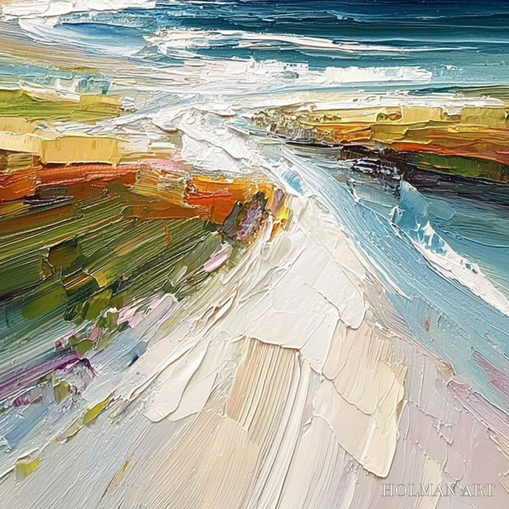 HOLMAN ART Coastal Embrace – Textured Impasto Seascape Oil Painting - image 5