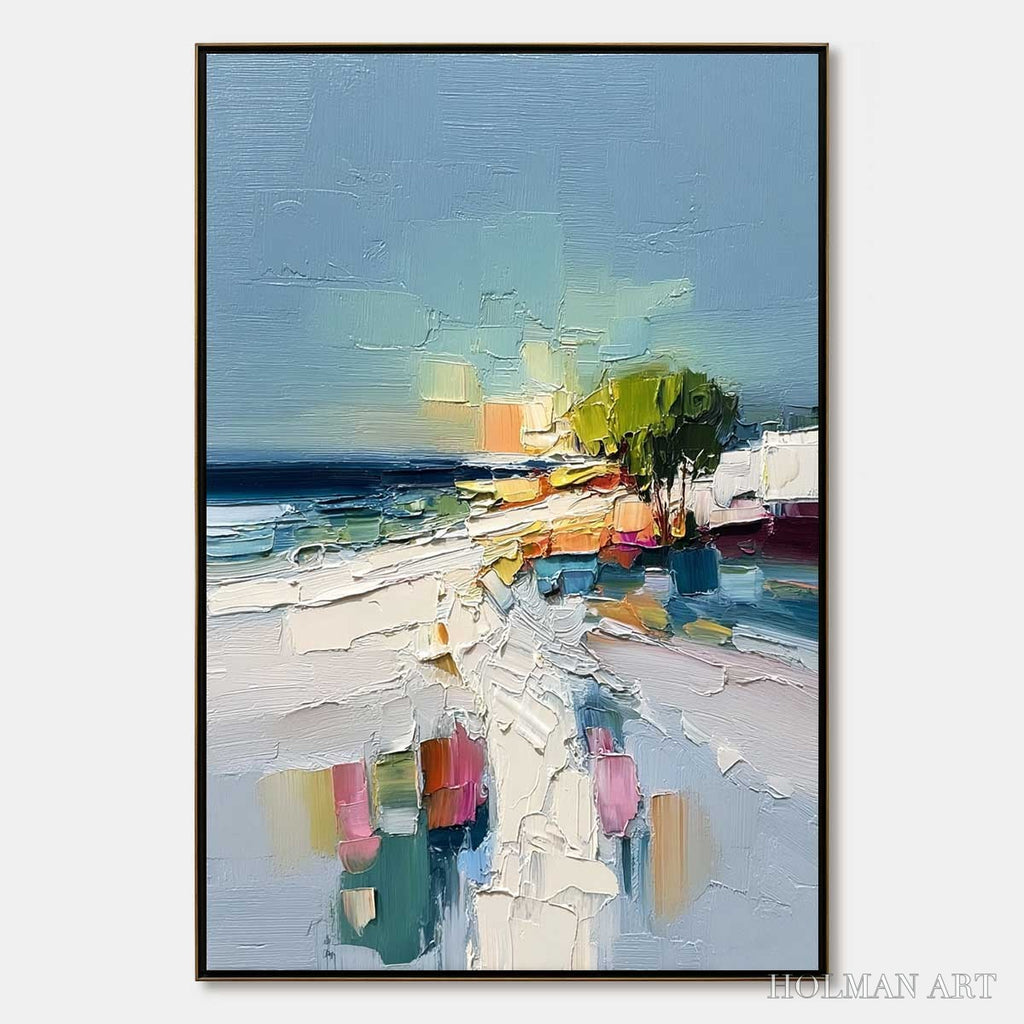 HOLMAN ART Coastal Path – Textured Palette Knife Abstract Seascape Painting - image 1