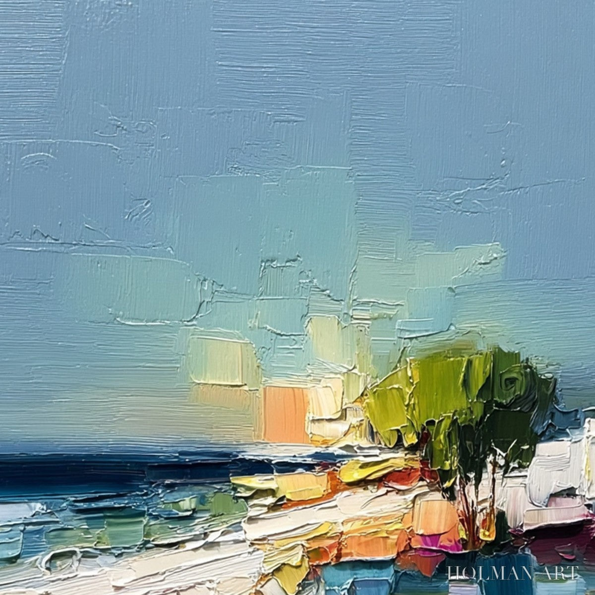 HOLMAN ART Coastal Path – Textured Palette Knife Abstract Seascape Painting - image 3