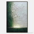 HOLMAN ART Emerald Fall – Large Green and White Textured Wabi Sabi Abstract Painting - image 1