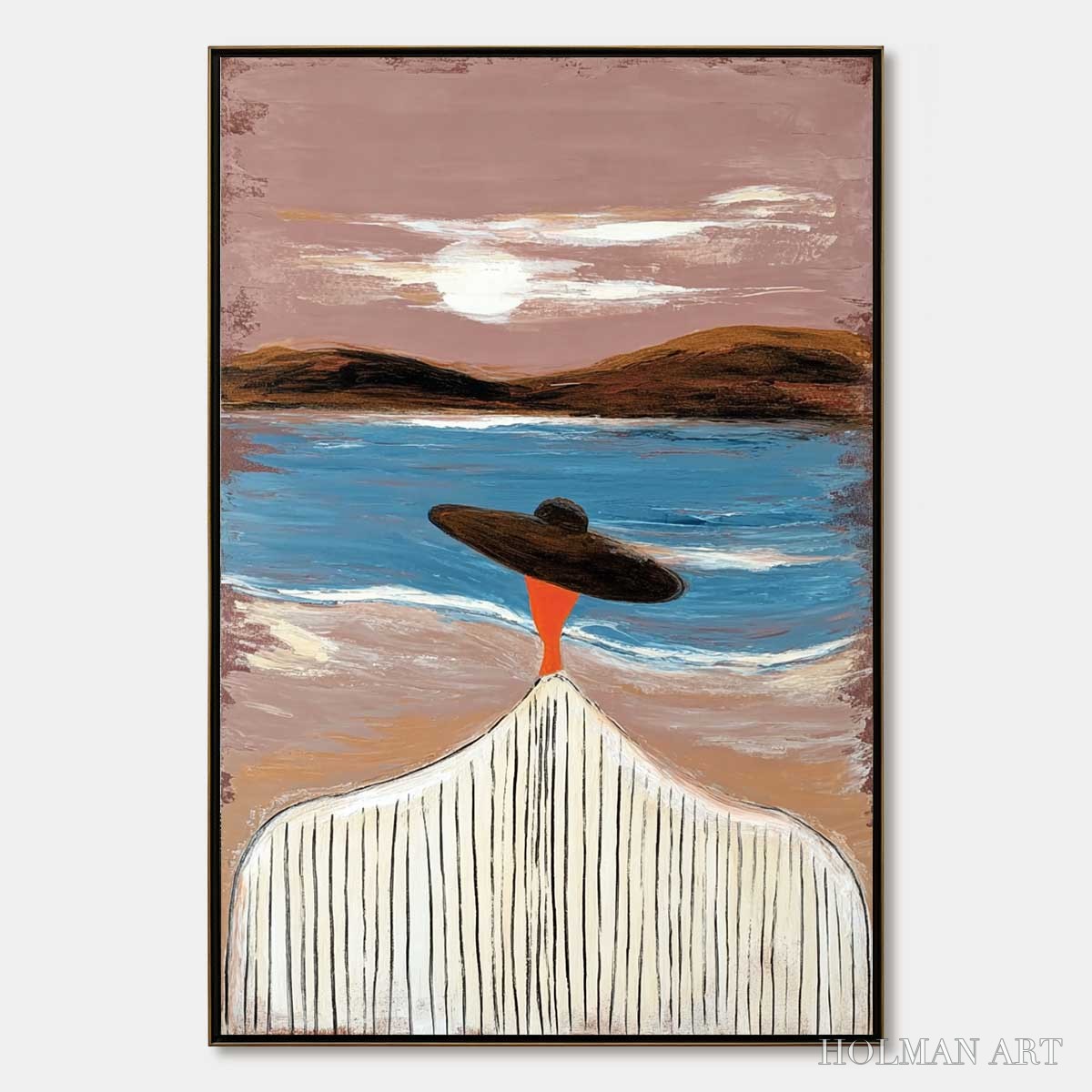 HOLMAN ART Coastal Reverie – Modern Wabi Sabi Style Figurative Beach Painting - image 1