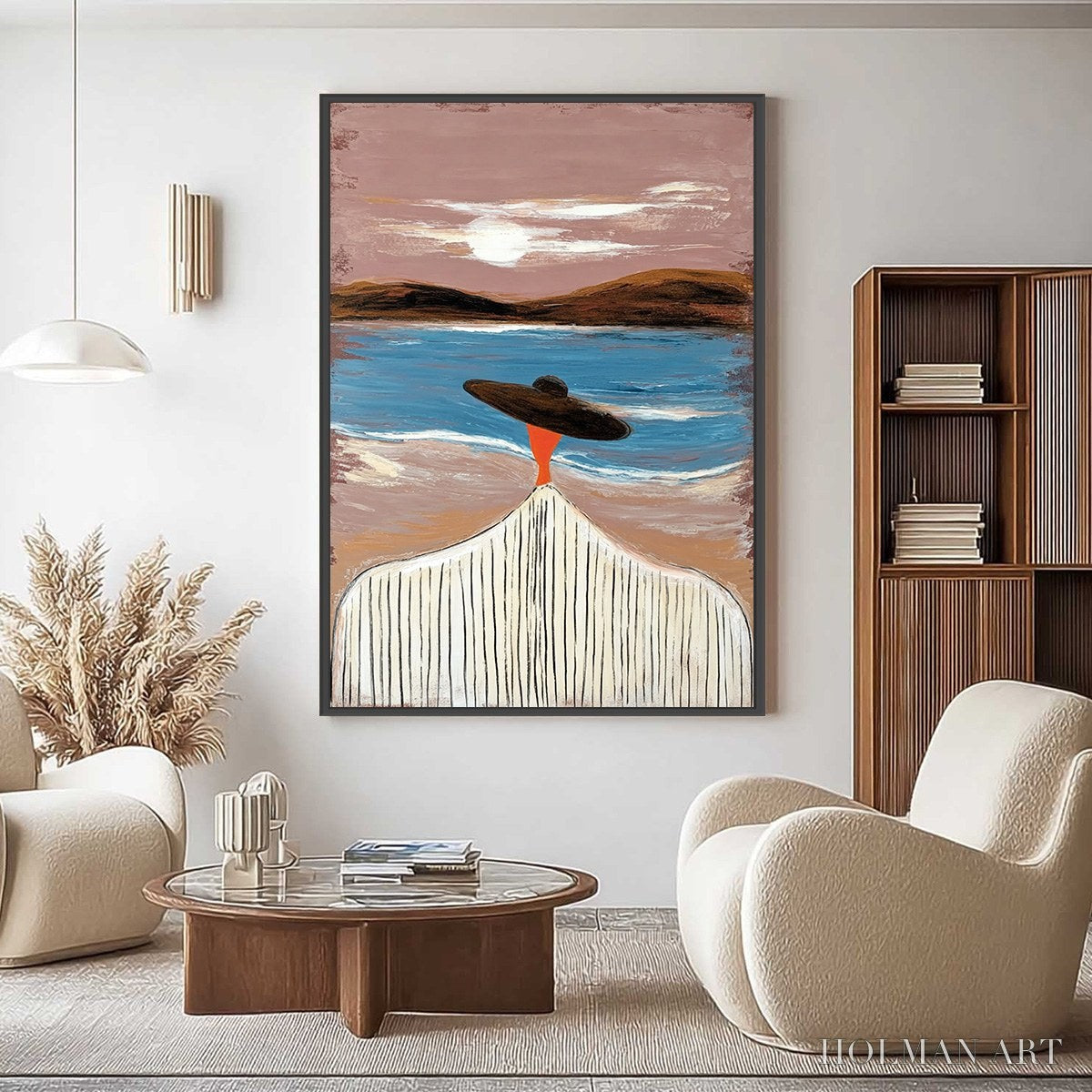 HOLMAN ART Coastal Reverie – Modern Wabi Sabi Style Figurative Beach Painting - image 2
