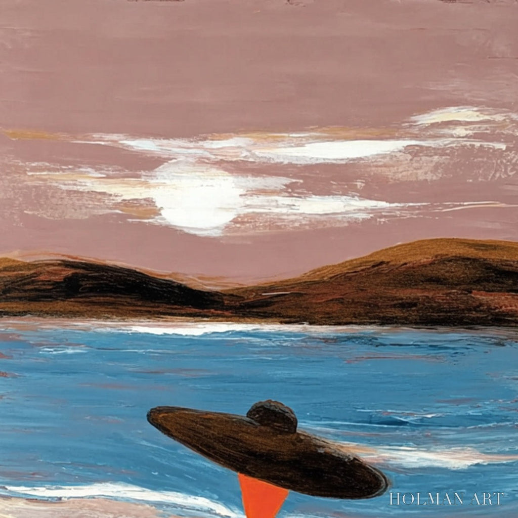 HOLMAN ART Coastal Reverie – Modern Wabi Sabi Style Figurative Beach Painting - image 3