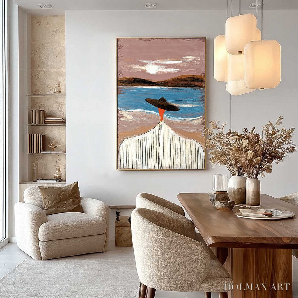 HOLMAN ART Coastal Reverie – Modern Wabi Sabi Style Figurative Beach Painting - image 4