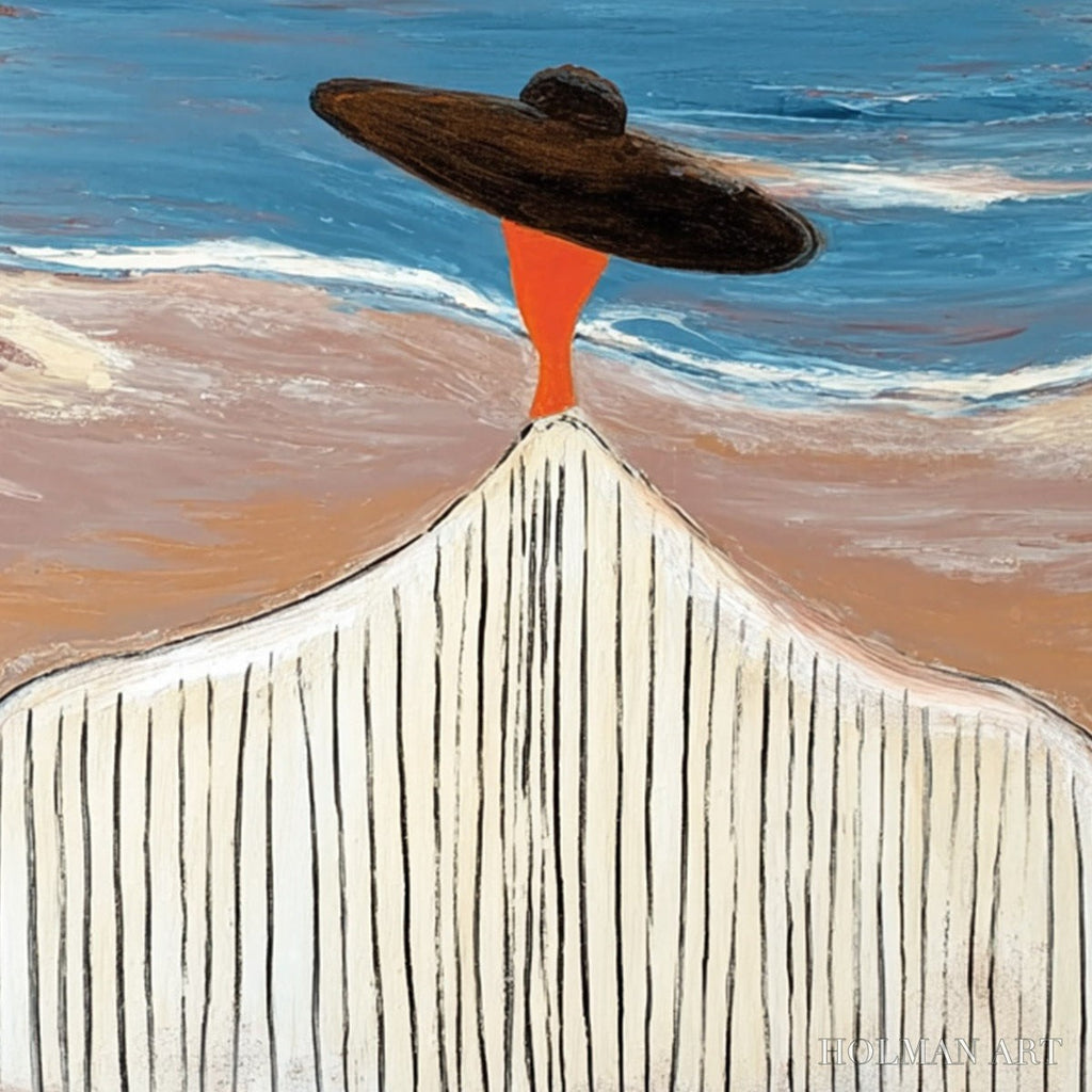 HOLMAN ART Coastal Reverie – Modern Wabi Sabi Style Figurative Beach Painting - image 5