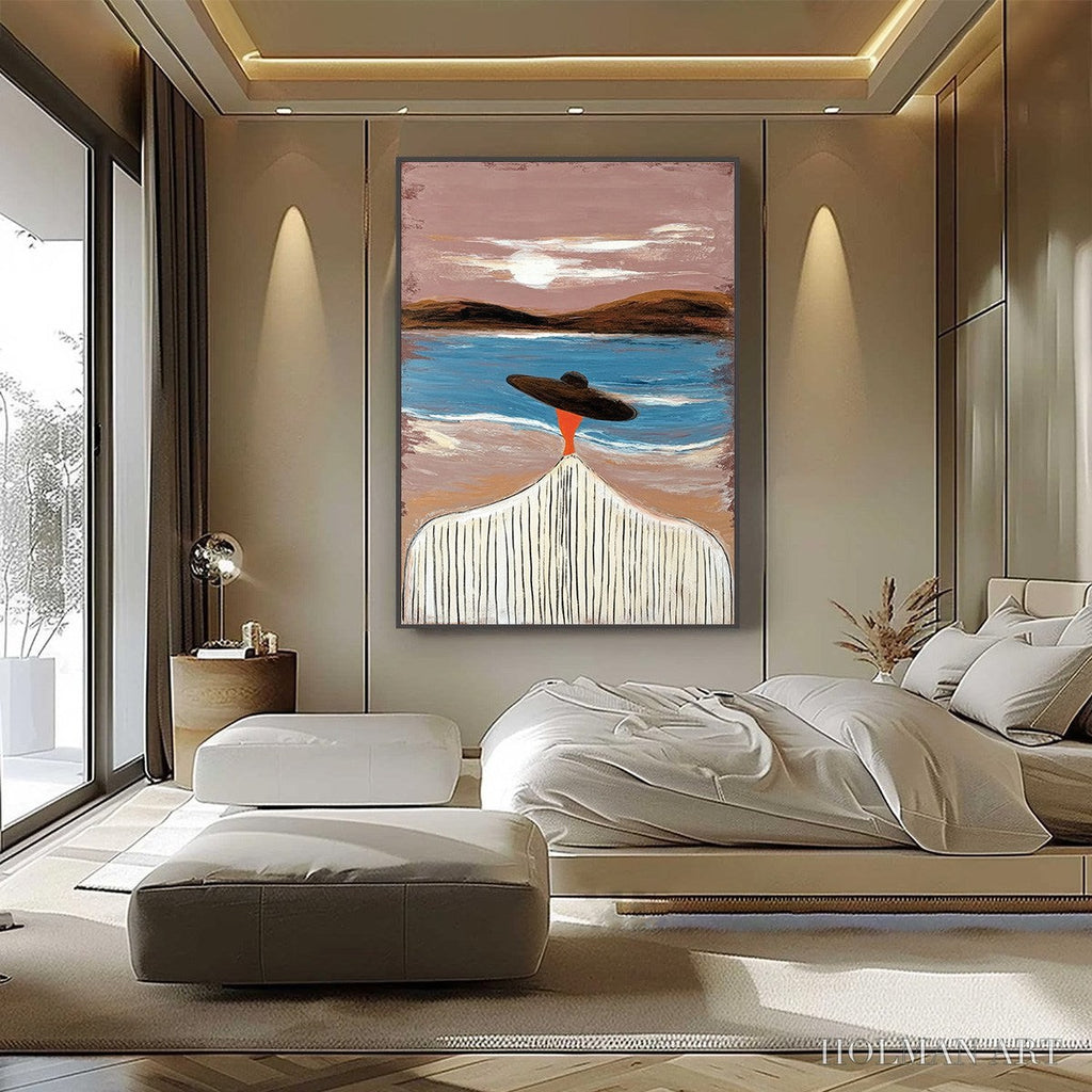 HOLMAN ART Coastal Reverie – Modern Wabi Sabi Style Figurative Beach Painting - image 6