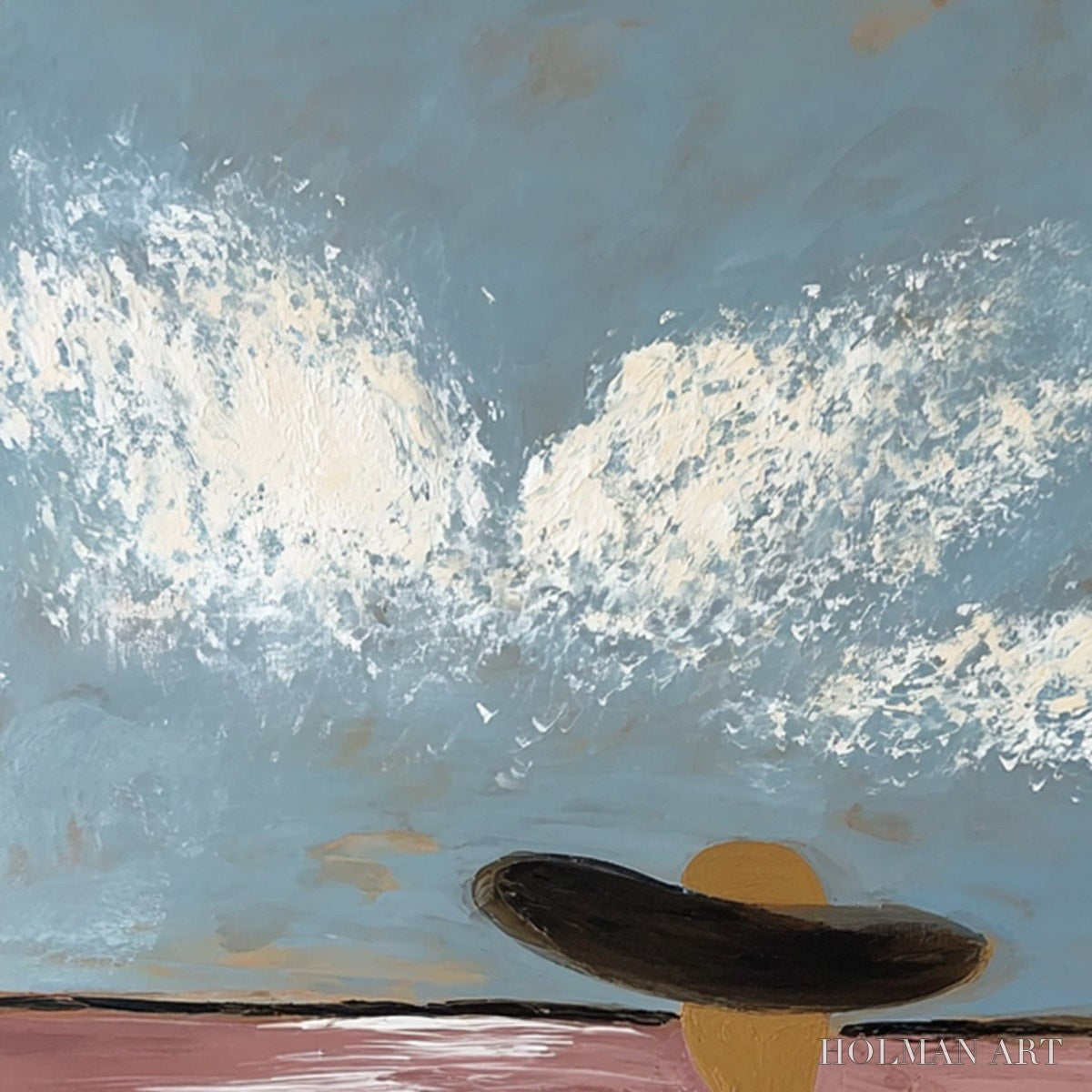 HOLMAN ART Horizon Gaze – Minimalist Figurative Painting of Woman on Beach - image 3