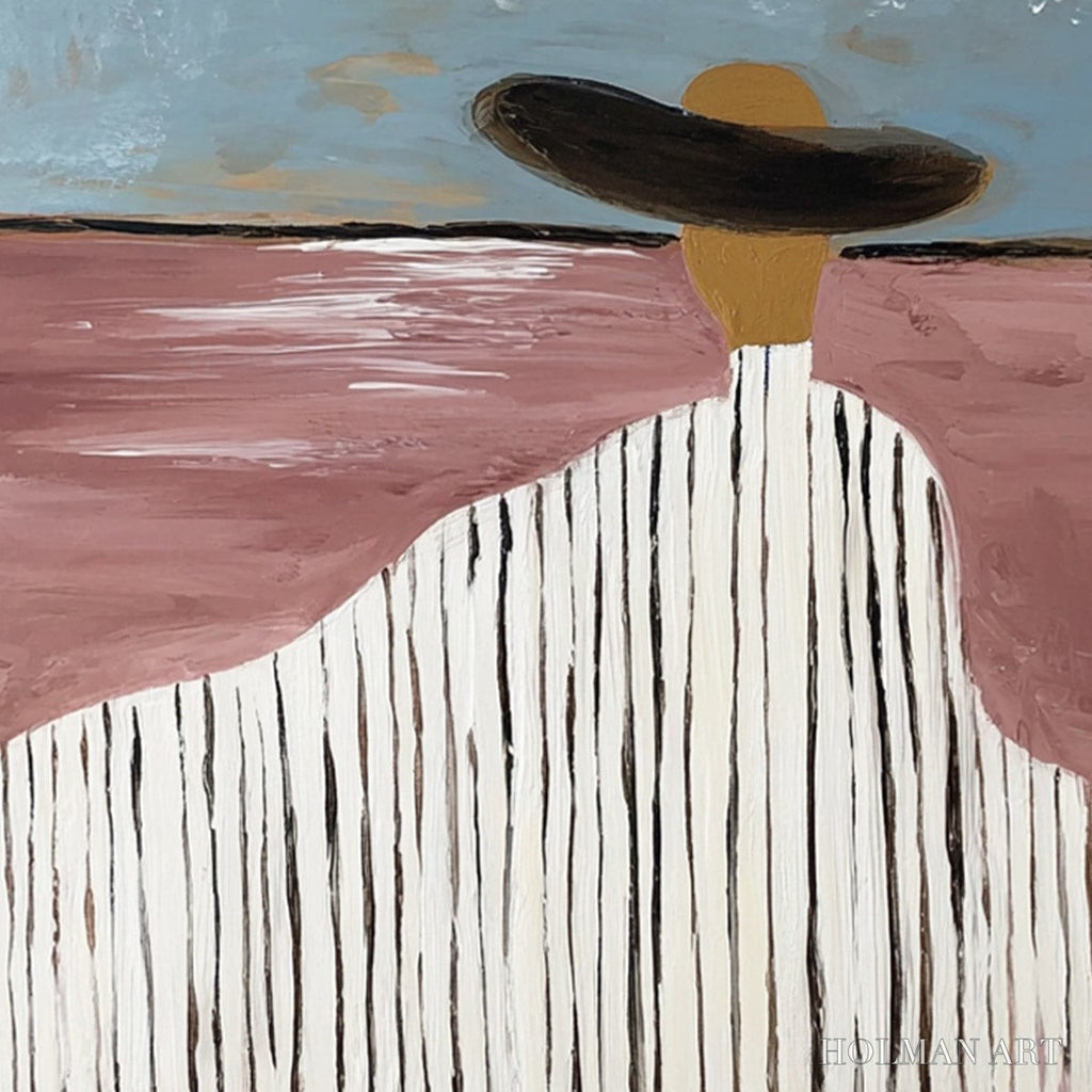 HOLMAN ART Horizon Gaze – Minimalist Figurative Painting of Woman on Beach - image 5