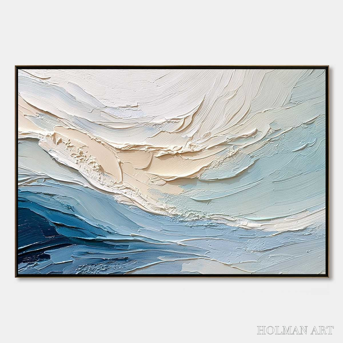 HOLMAN ART Ocean'S Breath – Textured Wabi Sabi Abstract Seascape Painting - image 1